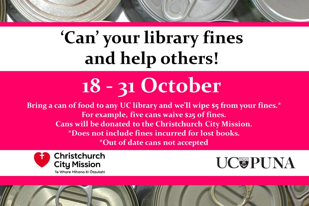 'Can' Your Library Fines Campaign 2021 University of Canterbury