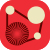 Graphic of a wheel and pulley system on a red background.