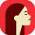 Graphic of a person's side profile on a red background.