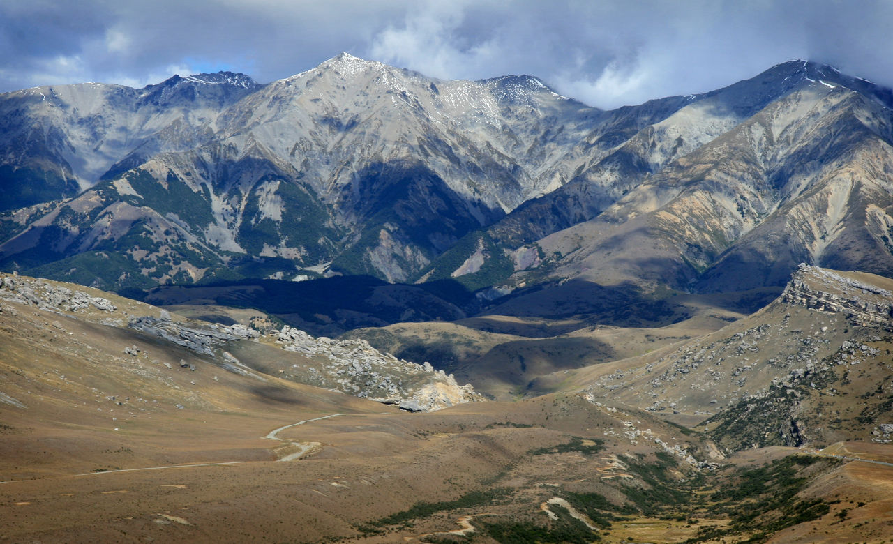 Castle hill Peak and the Torlesse Ranges after which the Torlesse Supergroup is named, as viewed from Castle Hill Basin on SH76
