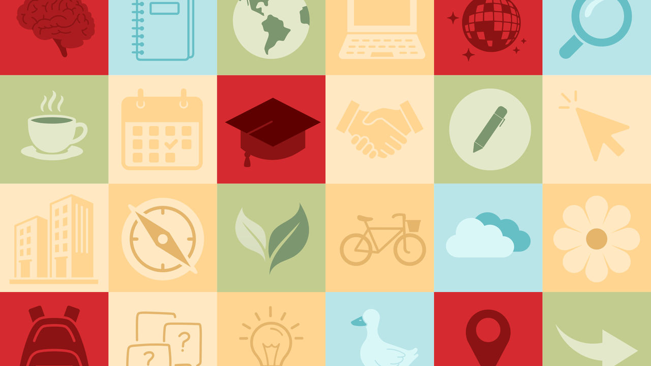 Colourful grid with relevant icons