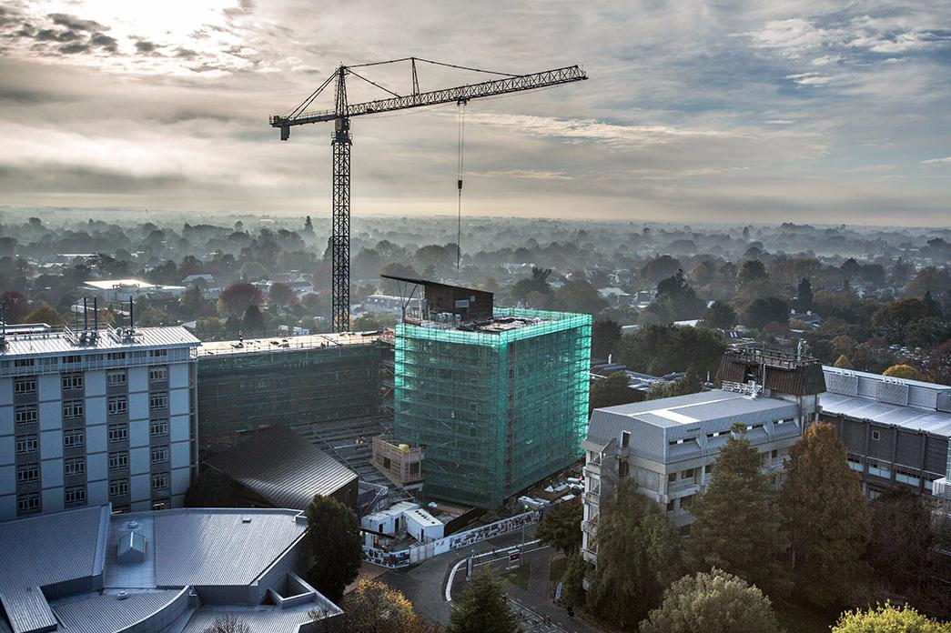 Ilam campus aerial landscape crane