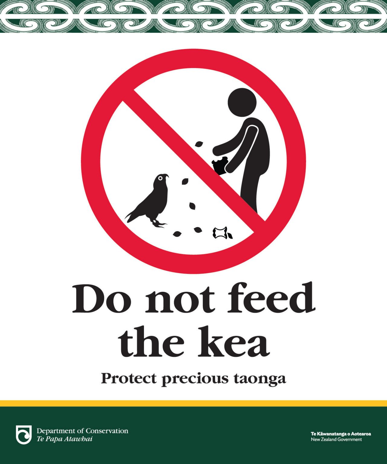 Do not feed the kea signage