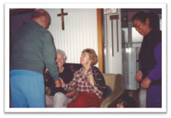 Aulia’s parents-in-law giving Ulos Batak (prayer and hopes) to Professor Sweet and wife Margaret (1993)