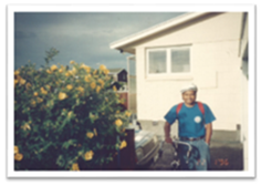 Aulia with his bicycle, car and rental flat (1992)