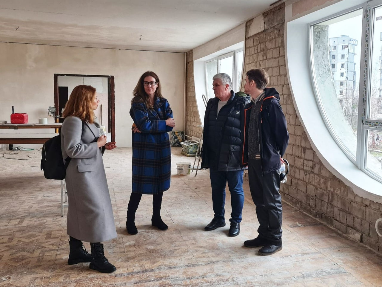 Surveying damage with local government officials in Ukraine