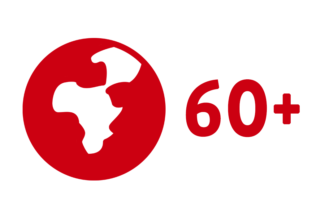 Icon of a world globe with "60 plus".