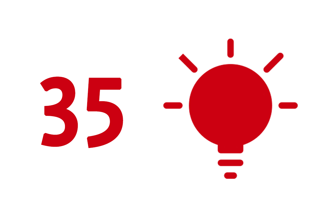Icon of a lit lightbulb with "35".