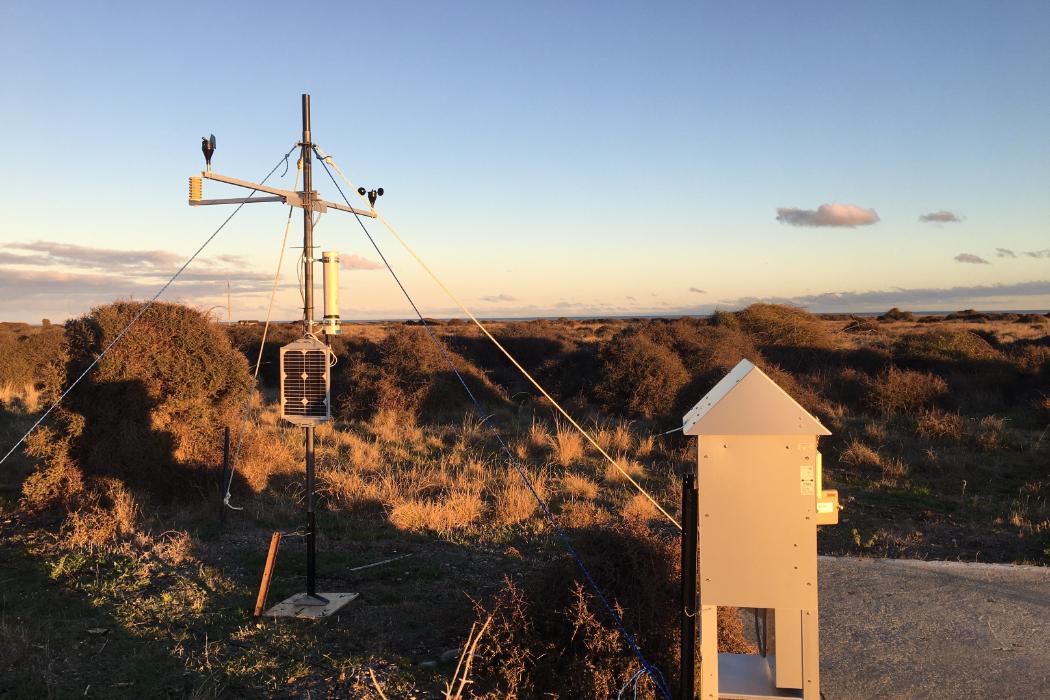 Microplastics air sampler at Birdlings Flat