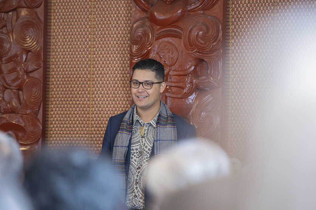 Josiah speaking to a group of people
