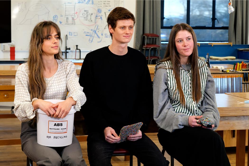 Product Design students (from left) Levi Painter, Joshua Wilson and Annabel Ruth