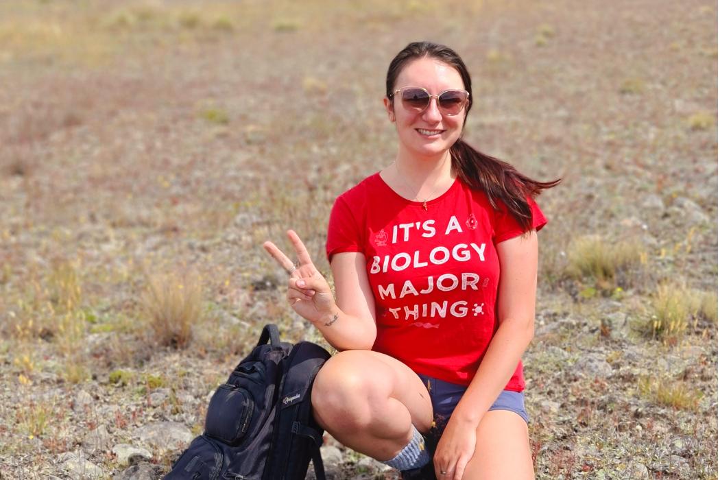 PhD Candidate Morgan Tracy in the field in Tēkapo