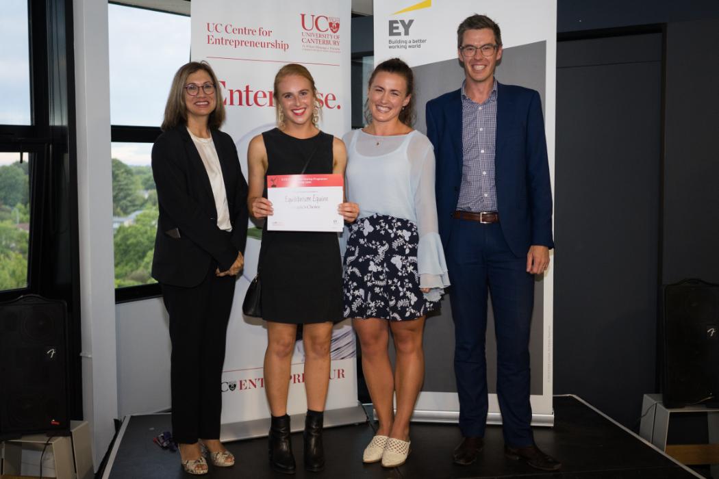 Tayla being awarded 'Best Commercial Opportunity' and 'People’s Choice' at the UCE EY Summer Startup Programme Final Showcase.
