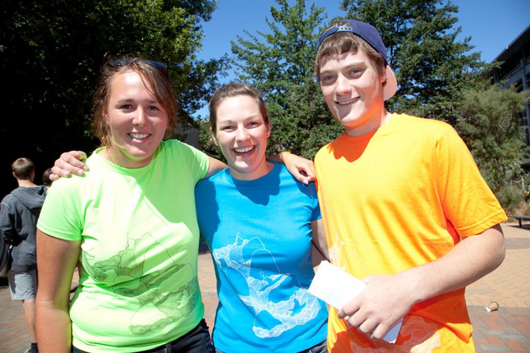 Students bright t shirts landscape