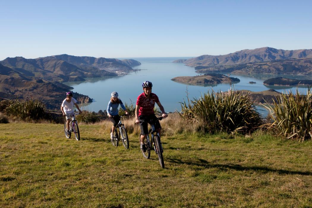 Students cycling in Canterbury Port Hills