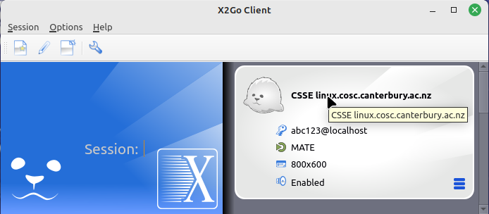 X2Go Connect Localhost
