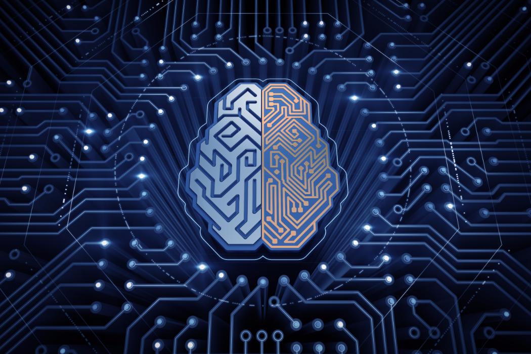 Brain image on a circuit board
