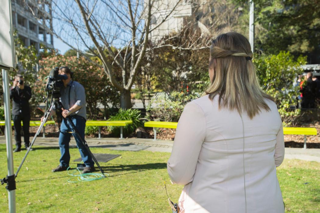 Journalism Students with Video Camera