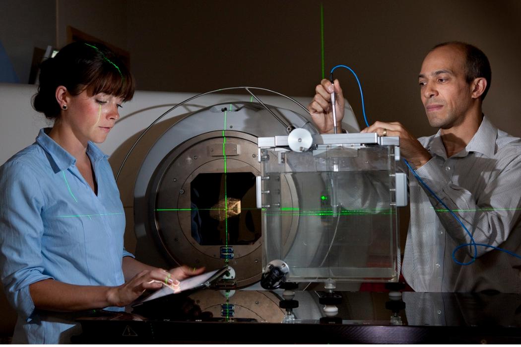 Medical Physics Woman and Man with Lasers