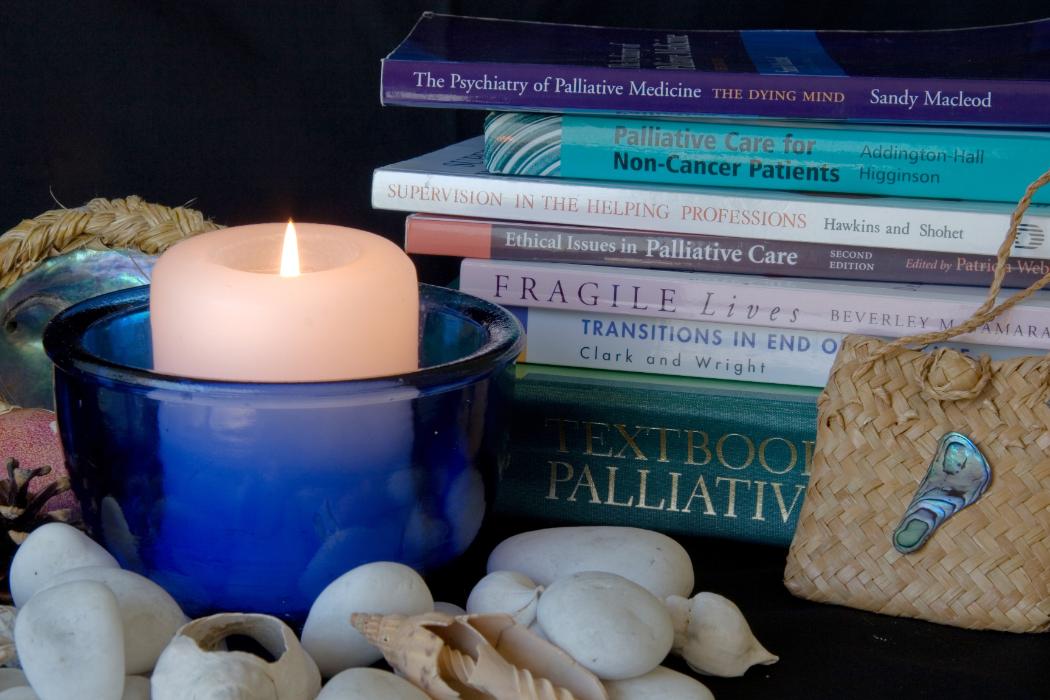 Palliative Care Image with Candle Books
