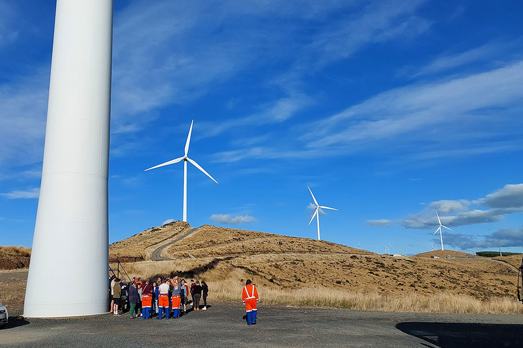 UC Engineerign students on 2023 field trip to White Hill Wind Farm