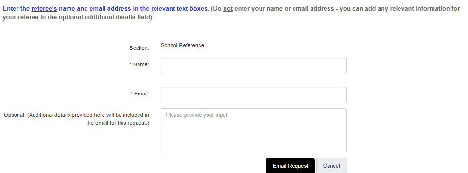 School Reference Request Section