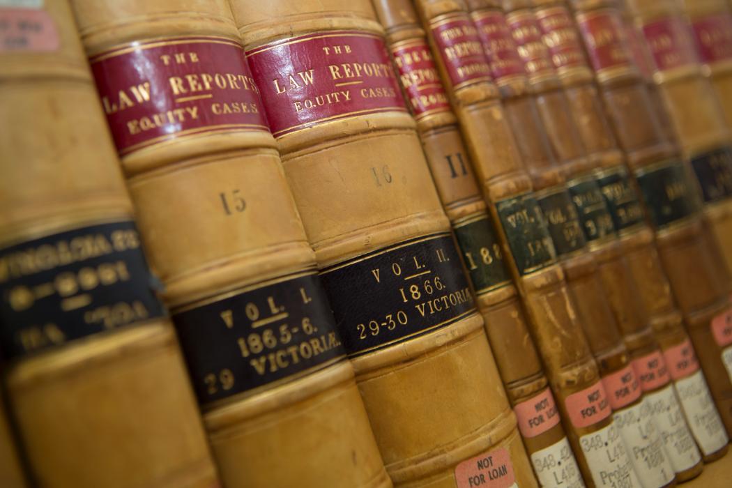 Close up of law reports on a shelf © University of Canterbury 2017